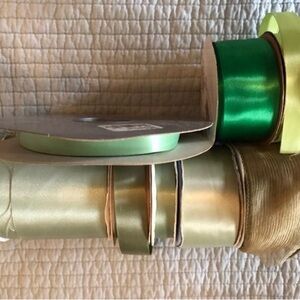 Assorted Satin Green Ribbon Set